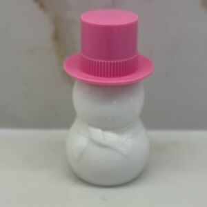 Vintage Avon Milk Glass Snowman Pink Hat Perfume Bottle Christmas Festive Winter